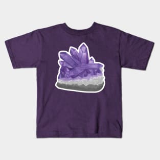 Purple Amethyst Birthstone Raw Crystal Kids T-Shirt